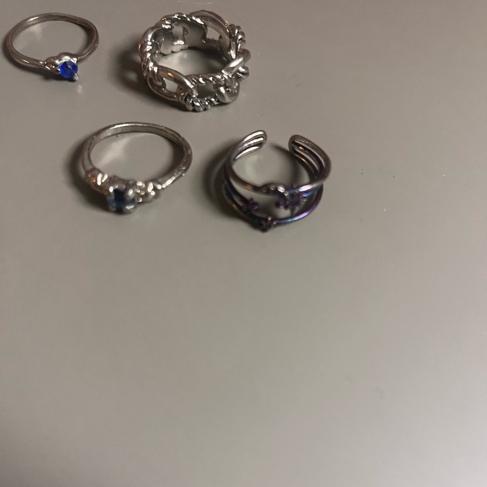 Silver Rings with Blue Accents